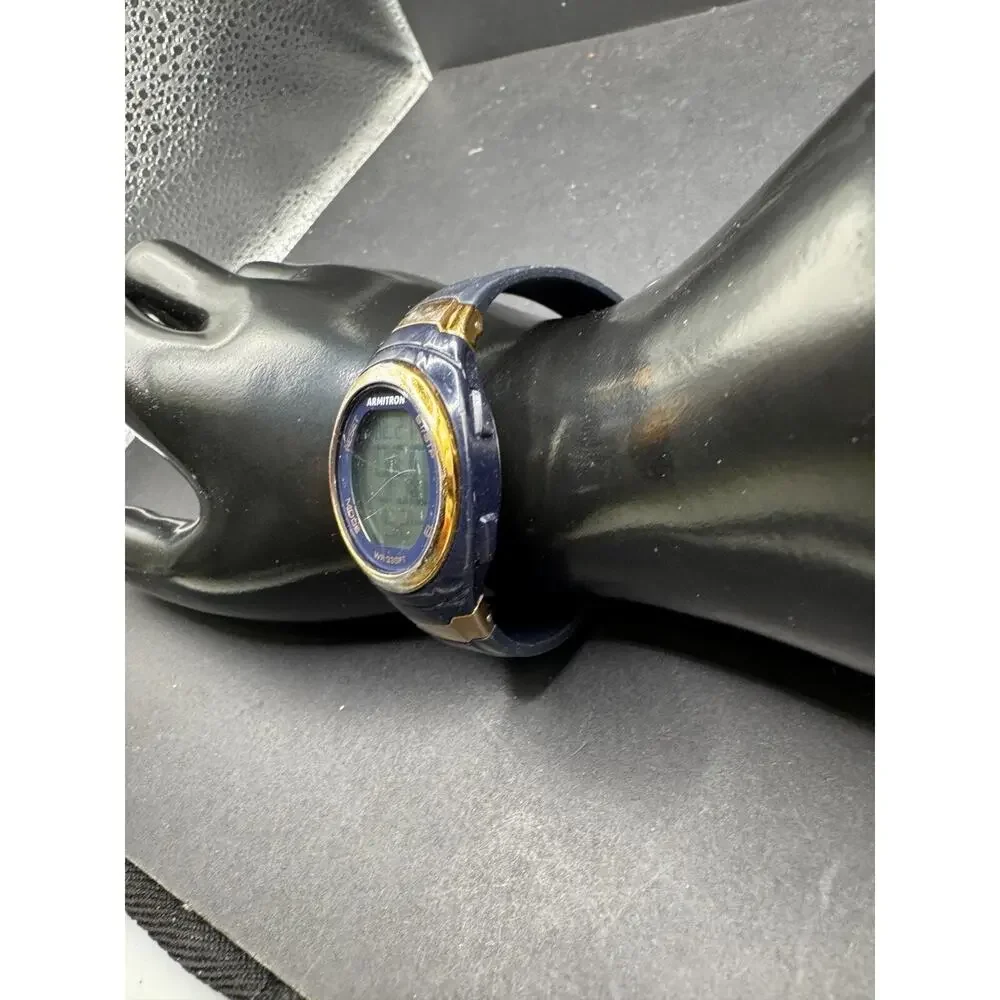 Armitron Pro Sport Digital Chronograph Watch Blue Strap 330FT 45/7034 Working